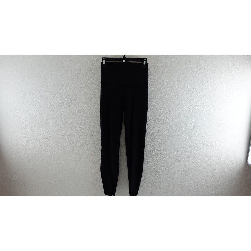 Lululemon Womens High Rise Cropped Athletic Stretch Knit Leggings‎ Black Size 4